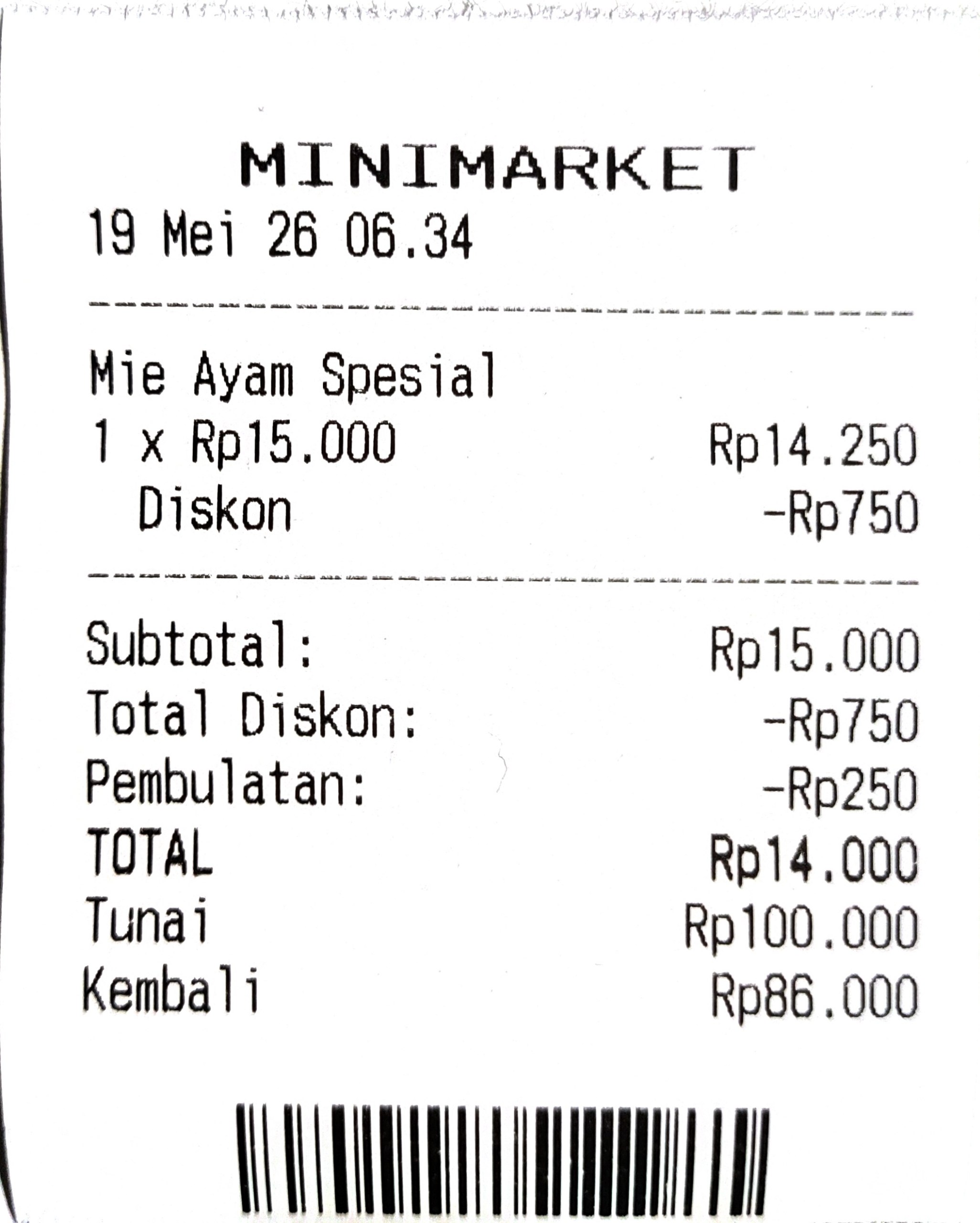 Receipt template