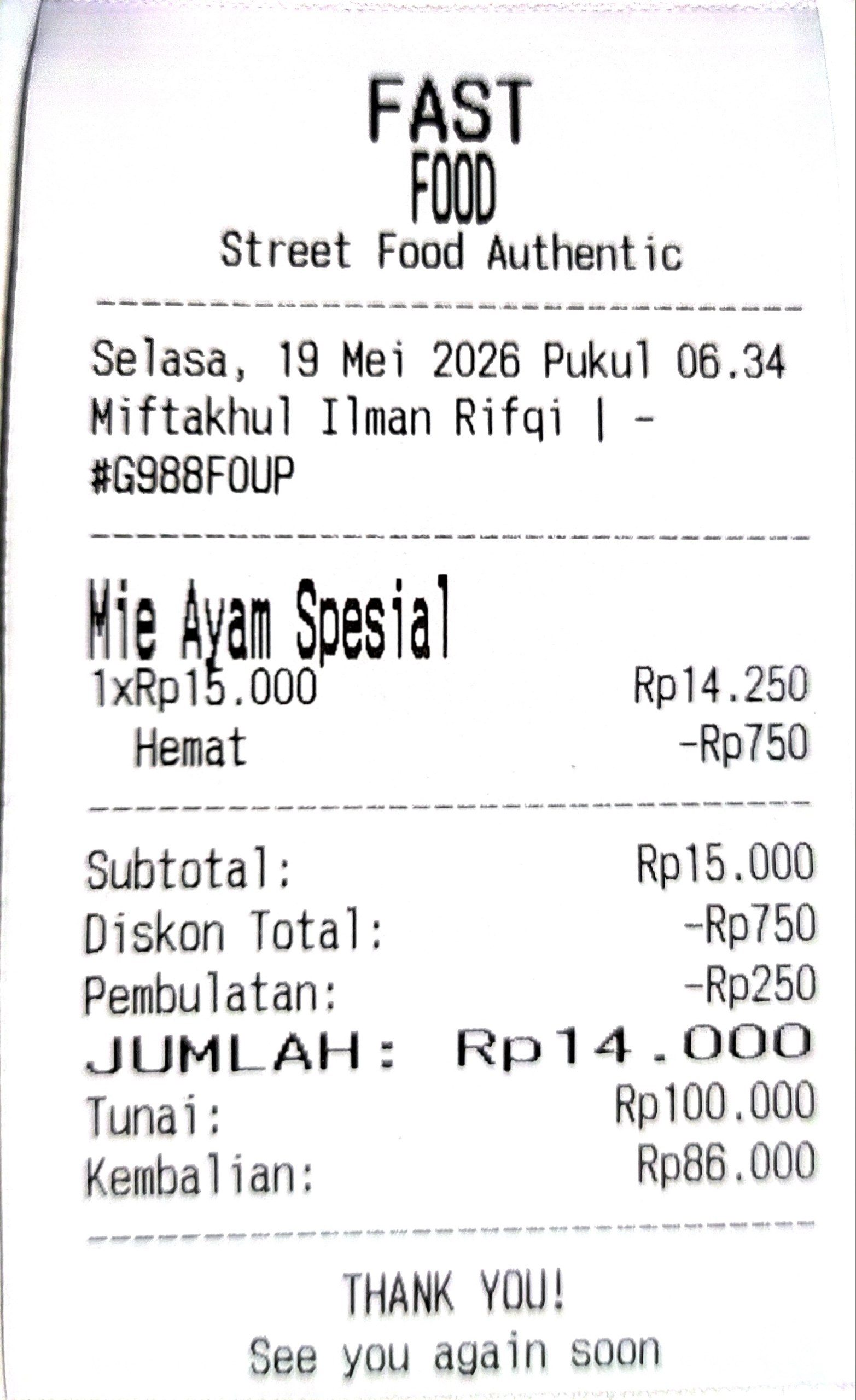 Receipt template