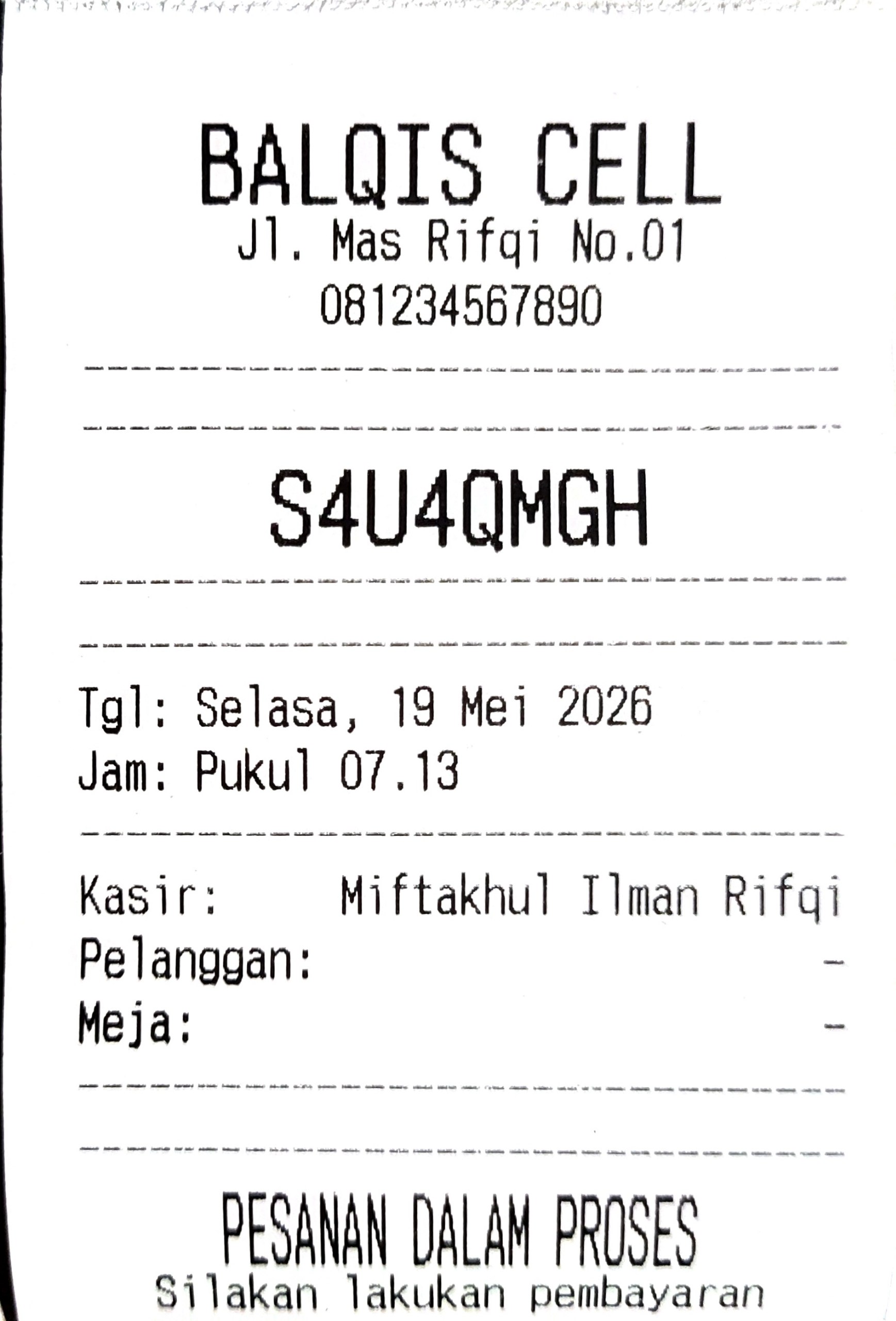 Receipt template