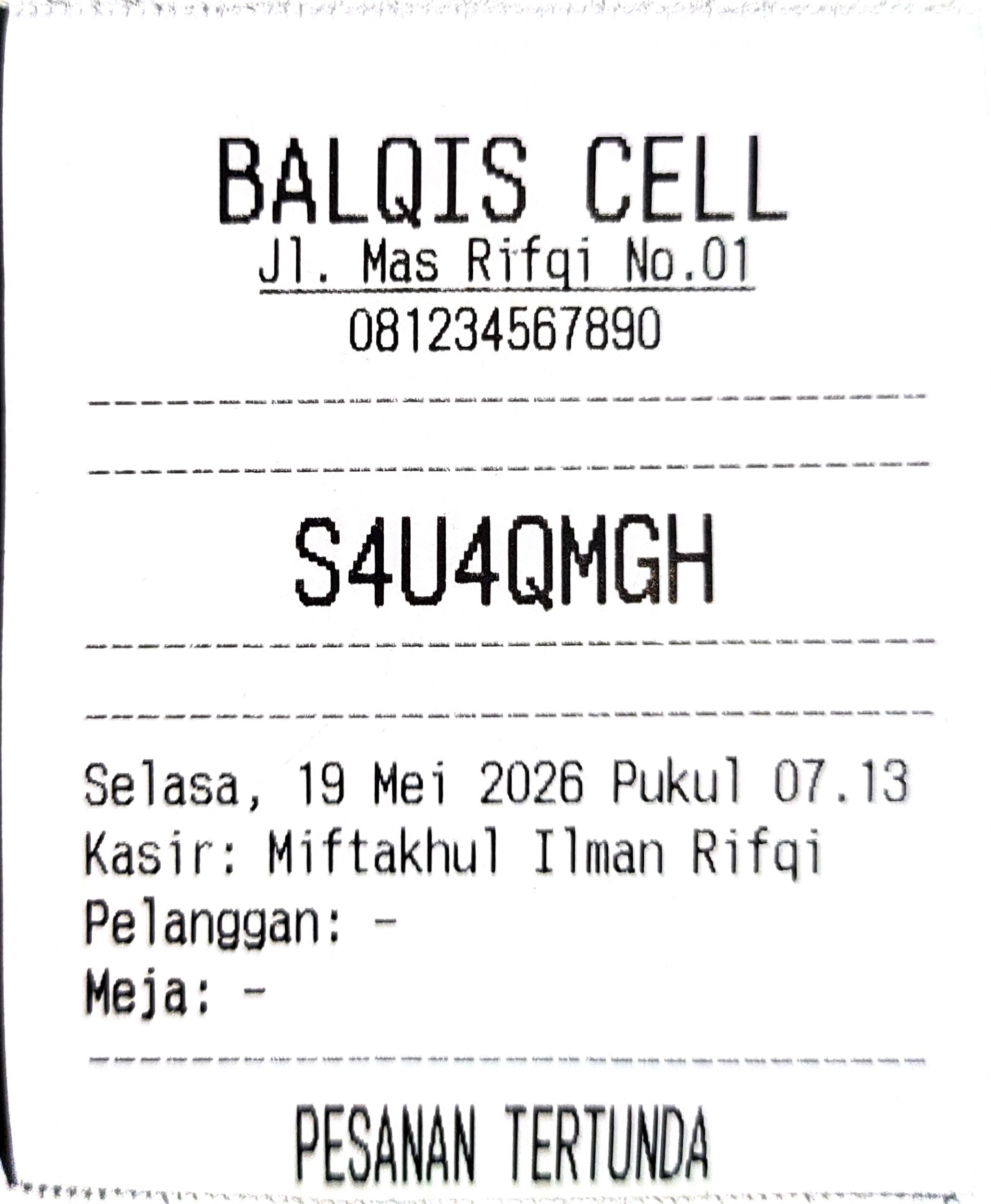 Receipt template