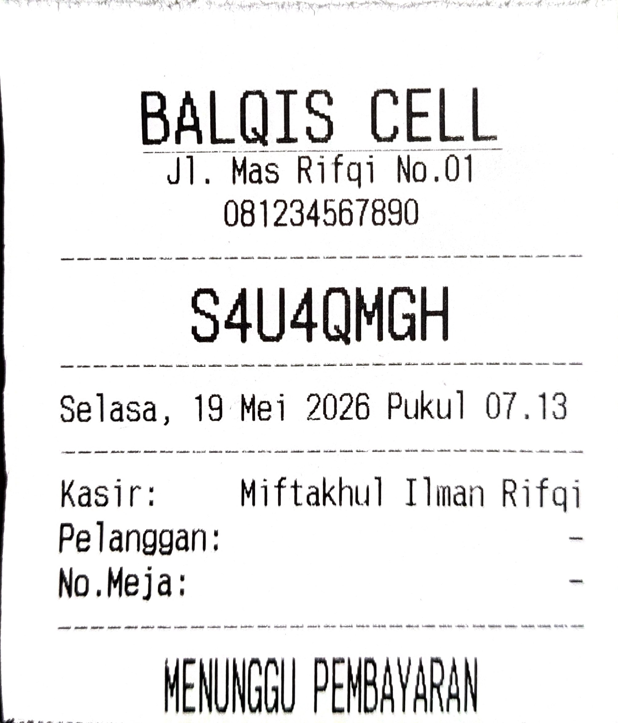 Receipt template