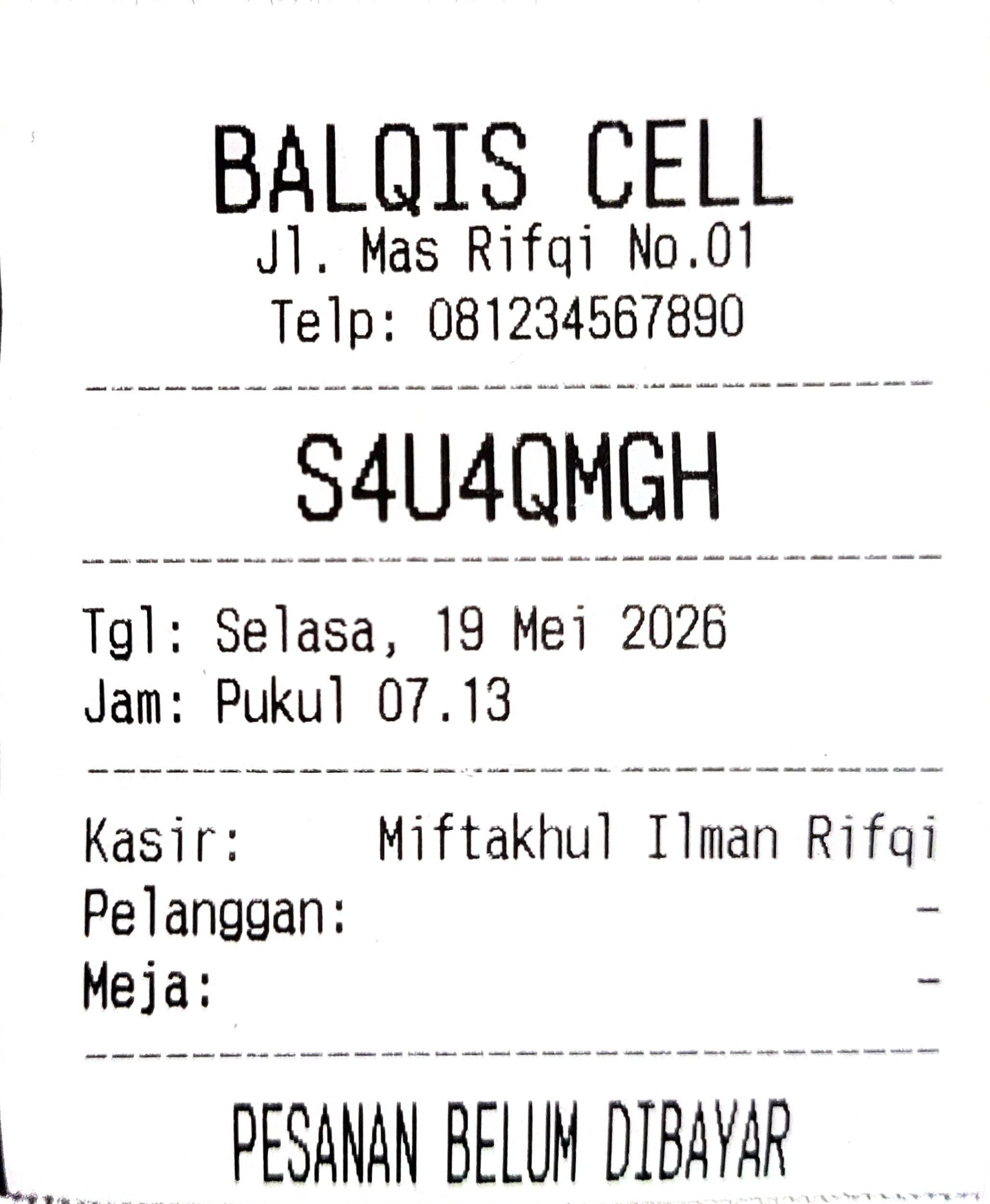 Receipt template