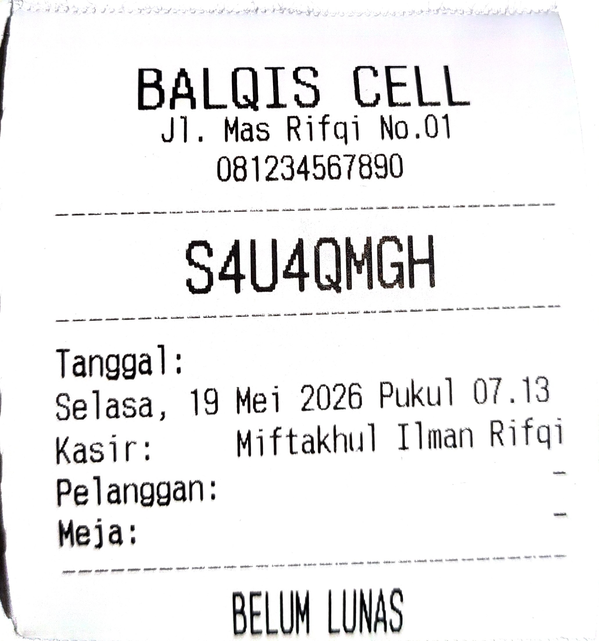 Receipt template