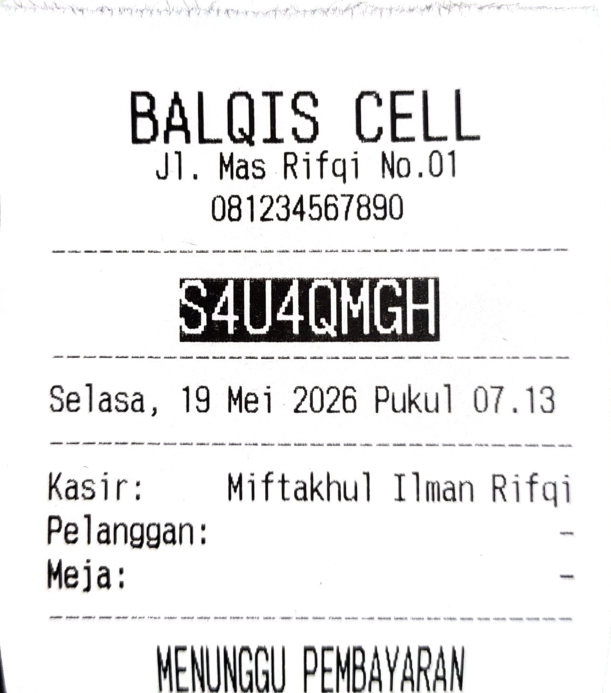 Receipt template