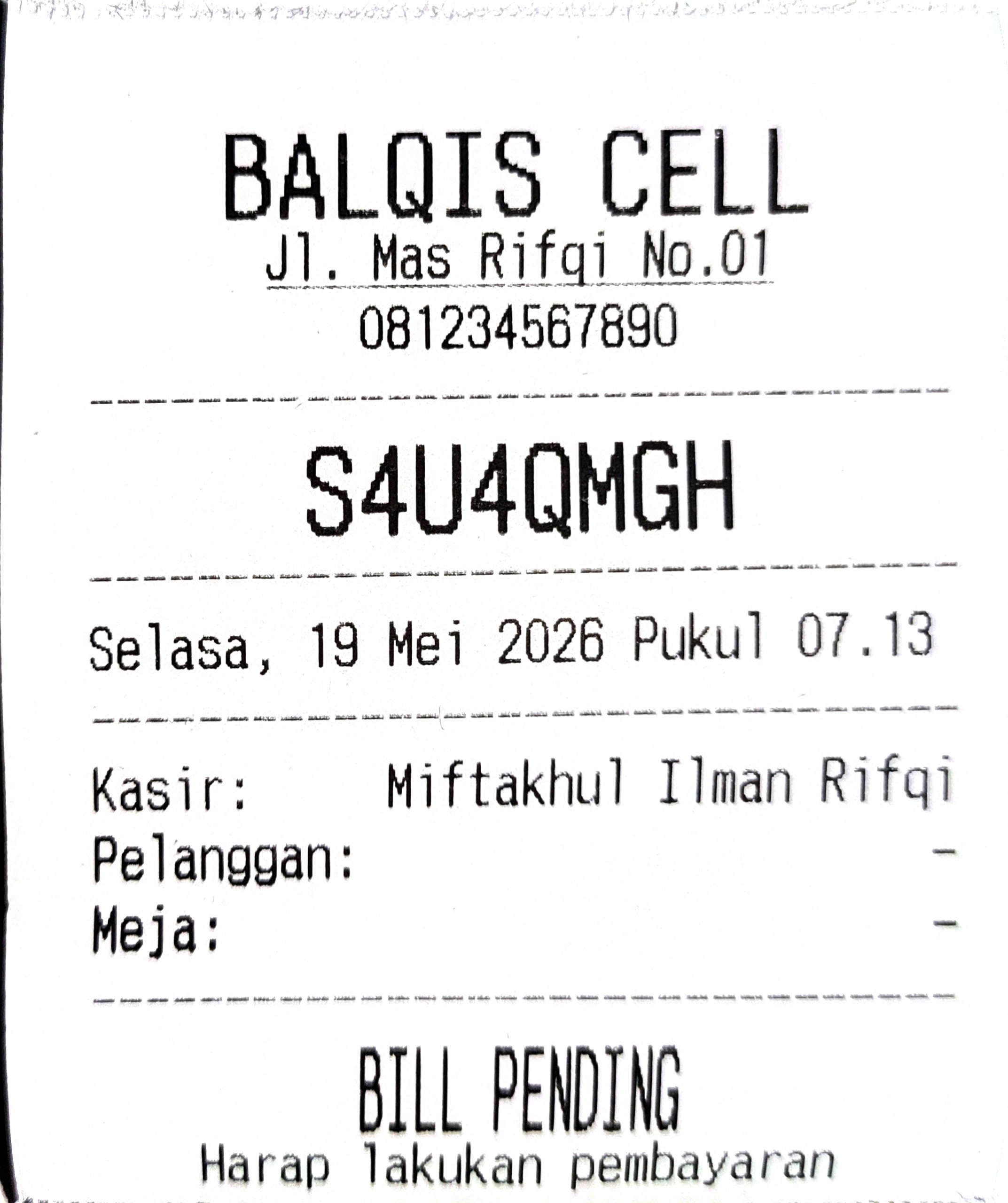 Receipt template
